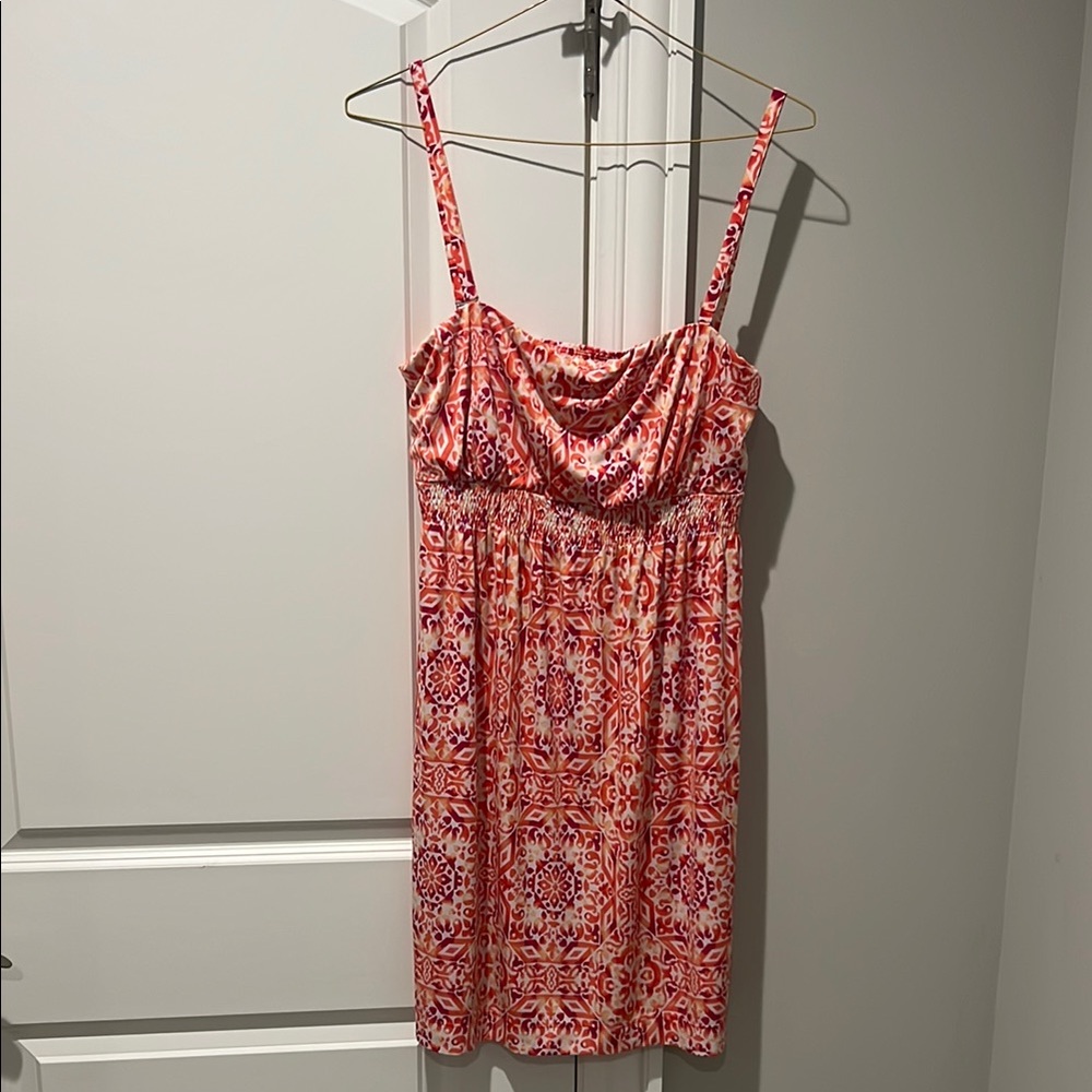 Soma Orange and White Patterned Dress
